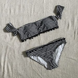 Cute Off the Shoulder Black Gingham Bikini